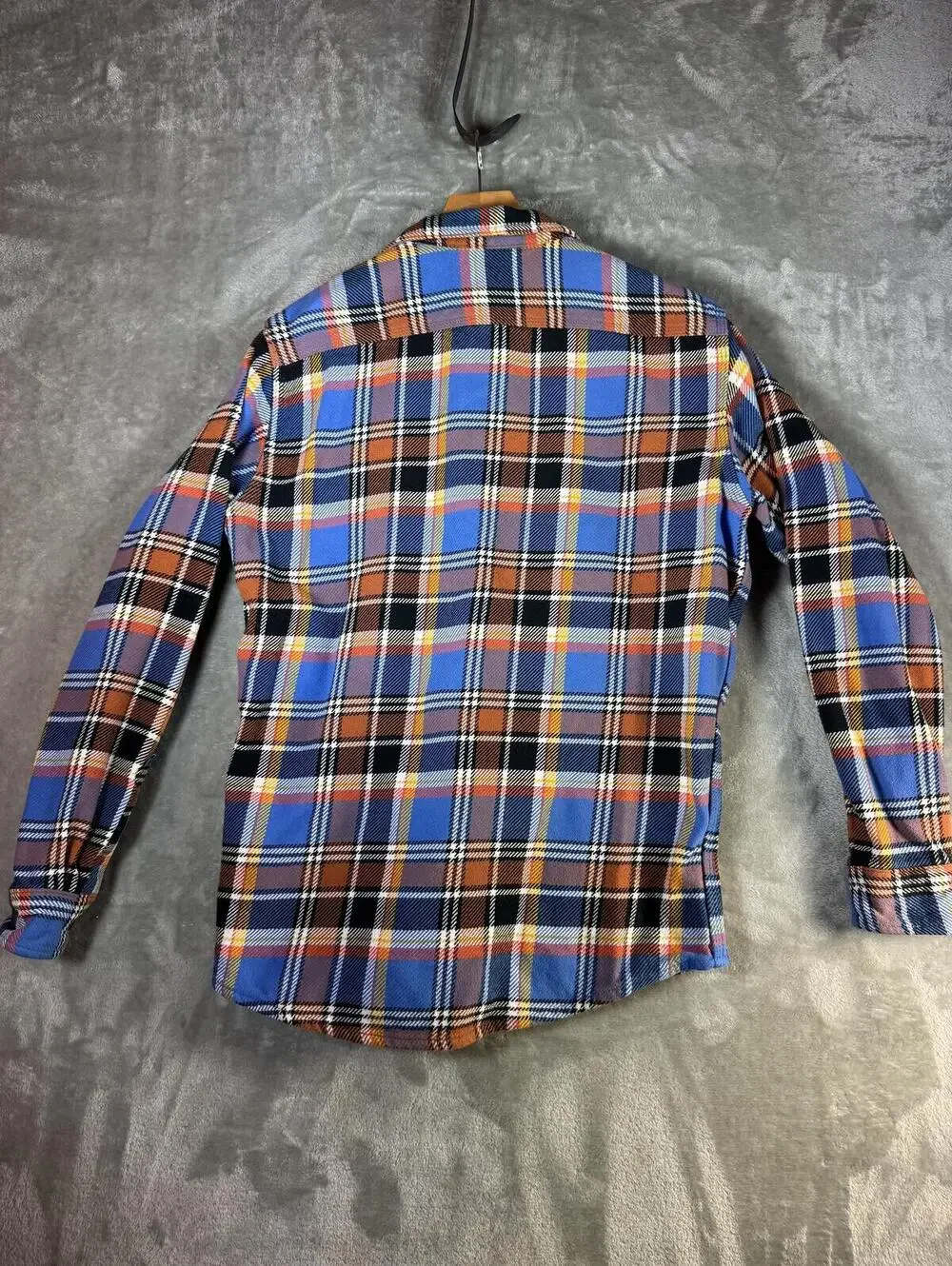 Lands'‎ End Women's Blue and Orange Plaid Flannel Shirt Size S